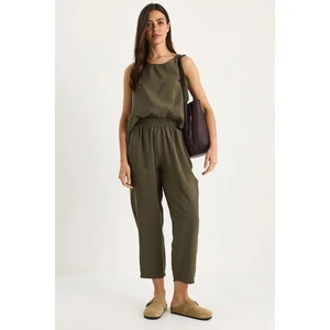 Kadın Kalın Askılı Bluz Beli Lastikli Pantolon Modal Takım