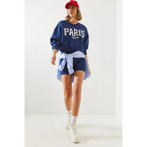 Kadın Paris Baskılı Üç Iplik Şardonlu Sweatshirt