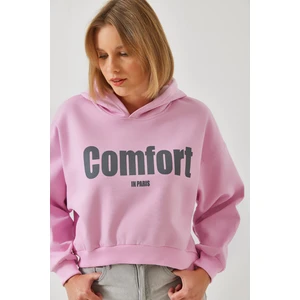 Kadın Üç Iplik Şardonlu Yanları Fermuarlı Crop Sweatshirt