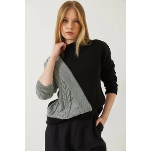 Kadın Parçalı Triko Kazak