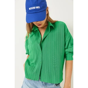 Kadın Tek Cepli Uzun Kollu Rahat Gömlek