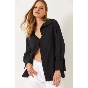 Kadın Düşük Omuz Oversize Basic Bürümcük Gömlek