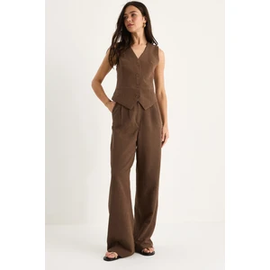 Kadın Yüksek Bel Pantolonlu Yelekli Astarlı Alt-Üst Takım