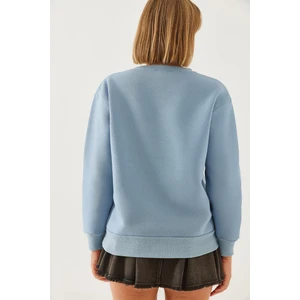 Kadın Üç Iplik Şardonlu Renkli Kalp Baskılı Sweatshirt Mbhs