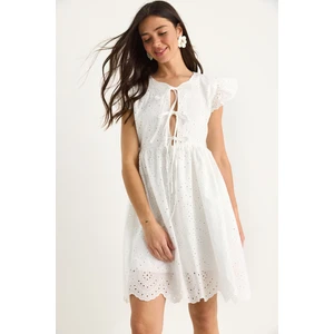 Kadın Fiyonk Detaylı Fisto Astarlı Mini Elbise