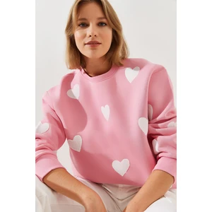 Kadın Süzene Kalp Nakışlı Sweatsihrt