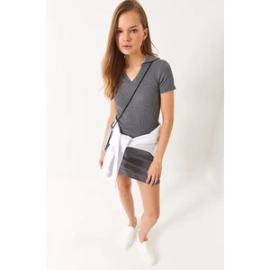 Kadın Kaşkorse Polo Yaka Mini Basic Elbise