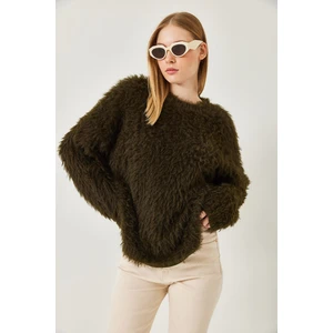 Kadın Tüylü Oversize Kazak