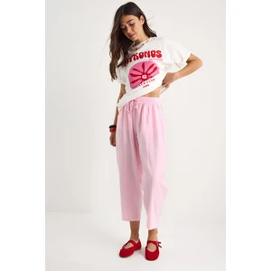 Kadın Beli Bağlamalı Cep Detaylı Havuç Kesim Yazlık Pantolon