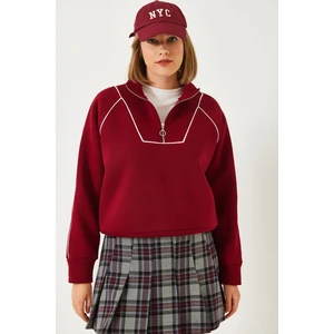 Kadın Yarım Fermuarlı Oversize Sweatshirt Mb-