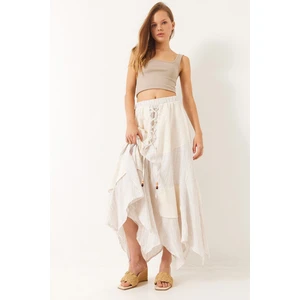 Kadın Brode Parçalı Astarlı Asimetrik Etek