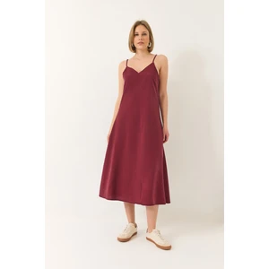 Kadın V Yaka Ince Askılı Gizli Fermuarlı Astarlı Modal Elbise