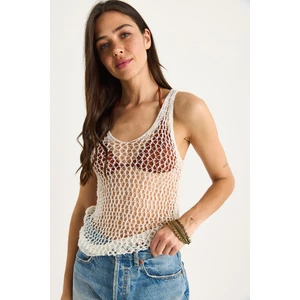 Kadın File Detay Ajurlu Triko Bluz