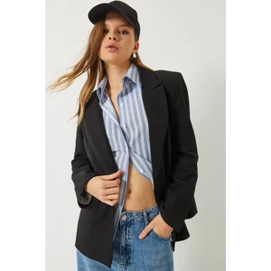 Kadın Vatkalı Astarı Çizgili Çilek Kumaş Blazer Ceket