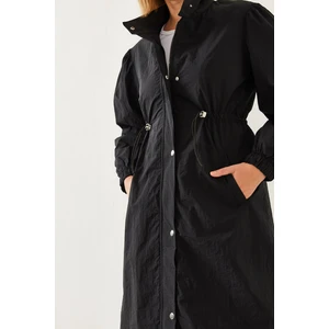 Kadın Beli Lastikli Uzun Yağmurluk