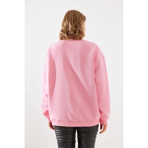 Kadın Bisiklet Yaka Şardonlu Fermuar Detaylı Basic Sweatshirt