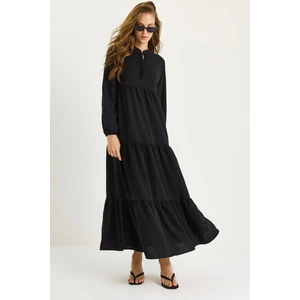 Kadın V Yaka Uzun Ayrobin Elbise