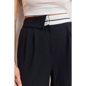 Kadın Bol Paça Asimetrik Bel Düğmeli Palazzo Pantolon