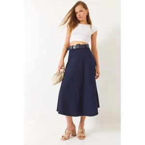 Kadın Kemerli Kloş Örme Maxi Boy Etek