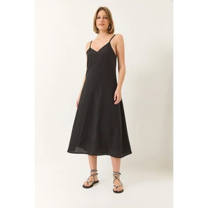 Kadın V Yaka Ince Askılı Gizli Fermuarlı Astarlı Modal Elbise