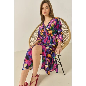 Kadın Kruvaze Yaka Önden Yırtmaçlı Elbise