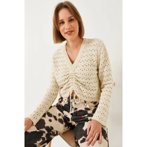 Kadın Önü Büzgülü Triko Kazak