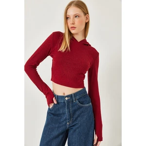 Kadın Kapişonlu Jakarlı Bluz