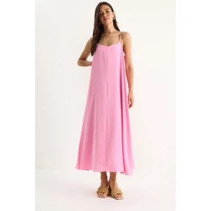 Kadın Ip Askılı Astarlı Dökümlü Rahat Yazlık Elbise