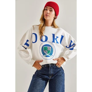 Kadın Baskılı Üç Iplik Şardonlu Sweatshirt