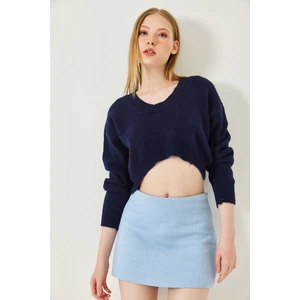 Kadın Crop Triko Kazak