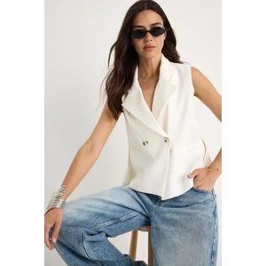 Kadın Şal Yaka Asimetrik Kesim Yelek