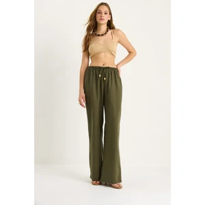 Kadın Bel Bağlamalı Ince Keten Yazlık Bol Pantolon