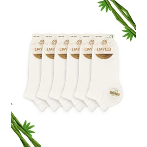 Beyaz Kadın Bambu Patik Çorap 6'lı Set