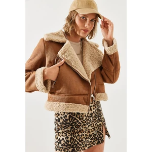 Kadın Lamine Biker Ceket