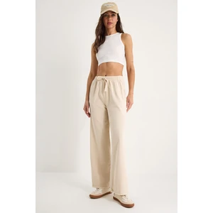 Kadın Beli Lastikli Paça Detaylı Palazzo Kalıp Pamuk Gabardin Yazlık Pantolon