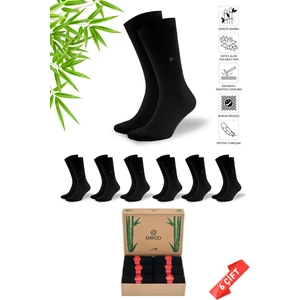 Premium Mevsimlik Klasik Erkek Bambu Çorap Siyah Renk Soket Boy 6'lı Kraft Kutulu - 481