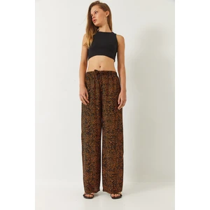 Kadın Desenli Beli Lastikli Bağlamalı Rahat Viskon Pantolon