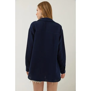 Kadın Tek Cepli Oversize Muslin Gömlek