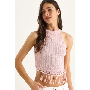 Kadın Örgülü Püsküllü Triko Bluz