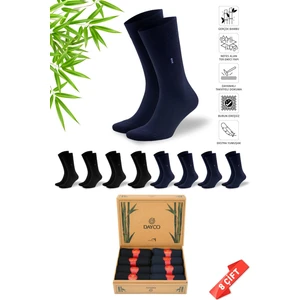 Premium Bambu Yazlık Çorap Dikişsiz 8'li Set Kraft Kutulu 4 Siyah 4 Lacivert