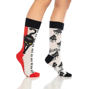 Piyano Çalan Kedi Renkli Çorap Penye