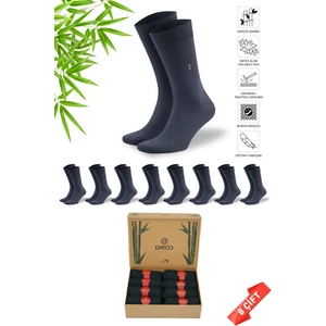 Premium Dikişsiz Yazlık Bambu Soket Çorap 8'li Set Kraft Kutulu Füme - 41-44 - 474