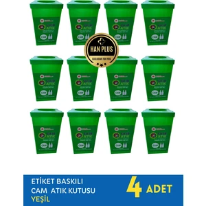 Han Plus Sıfır Atık Kutusu – Etiketli Cam Atık Geri Dönüşüm Kutusu (Sarı) - 3 SET TOPLAM 12 ADET