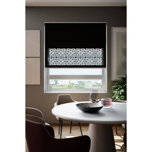 Lazer Kesim Mat Stor Perde, Lazer Kesimli Klasik Serisi, C-161008 Siyah Renk