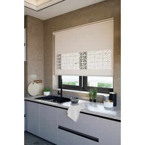 Lazer Kesim Mat Stor Perde, Lazer Kesimli Modern Serisi, M-171003 Açık Kahverengi Renk