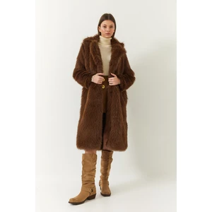 Kadın Uzun Kürklü Astarlı Mont