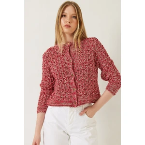 Kadın Ajurlu Simli Triko Hırka