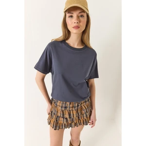 Kadın Organik Pamuklu Regular Kalıp Bisiklet Yaka Basic Kısa Kollu T-Shirt