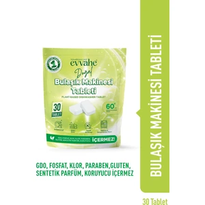 Evvahe Doğal Bitkisel Bulaşık Makinesi Tableti (30 Tablet)