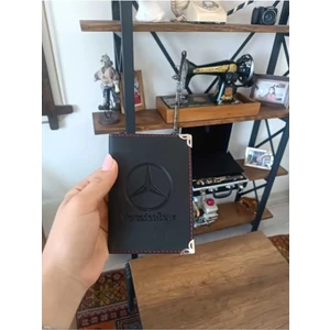 Efe Deri Mercedes Yaldızlı Deri Dikişli Araç Ruhsat Kılıfı Kabı Oto Ruhsatlık Araba Ruhsat Koruyucu